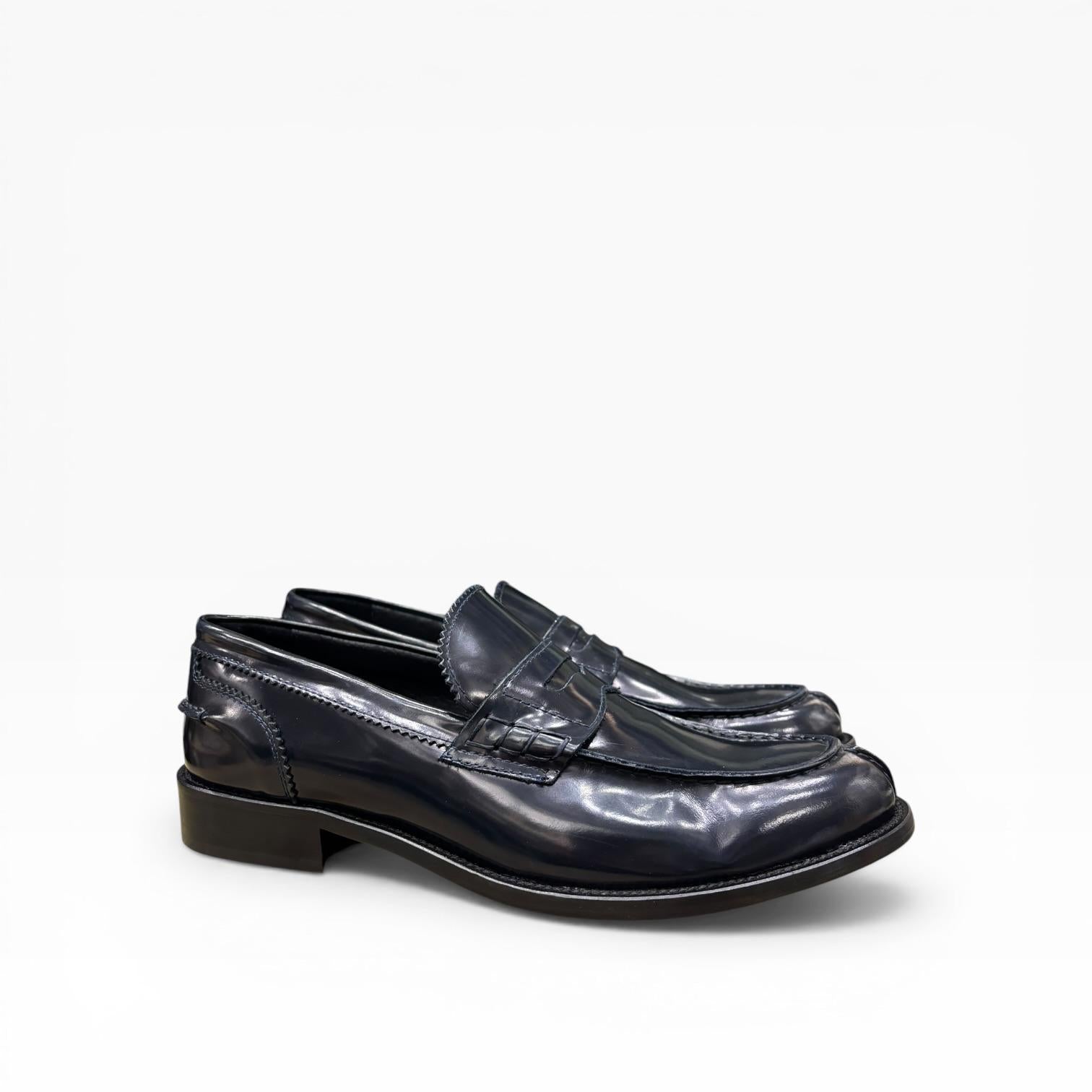 Mocassino College in Pelle con Suola in Cuoio