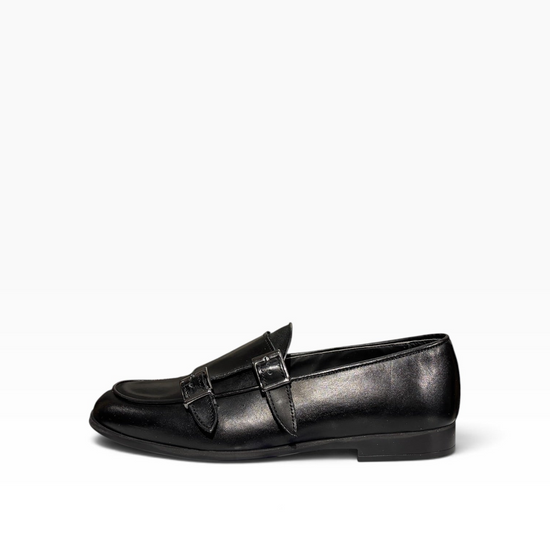 Mocassino Elegante con Doppia Fibbia Nero Uomo