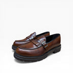 Mocassino con Frange e Fibbia In Pelle