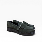 Mocassino con Frangia e Fibbia in Camoscio