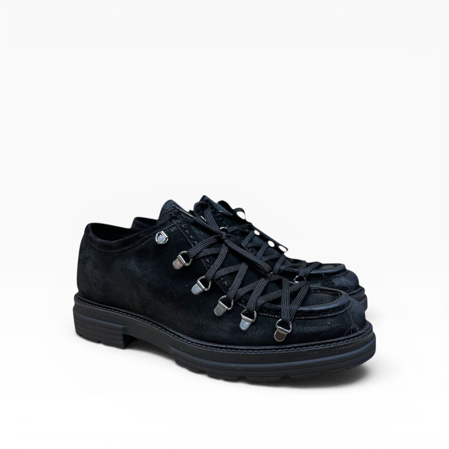 Scarpa Ingegnere Con Ganci in Camoscio