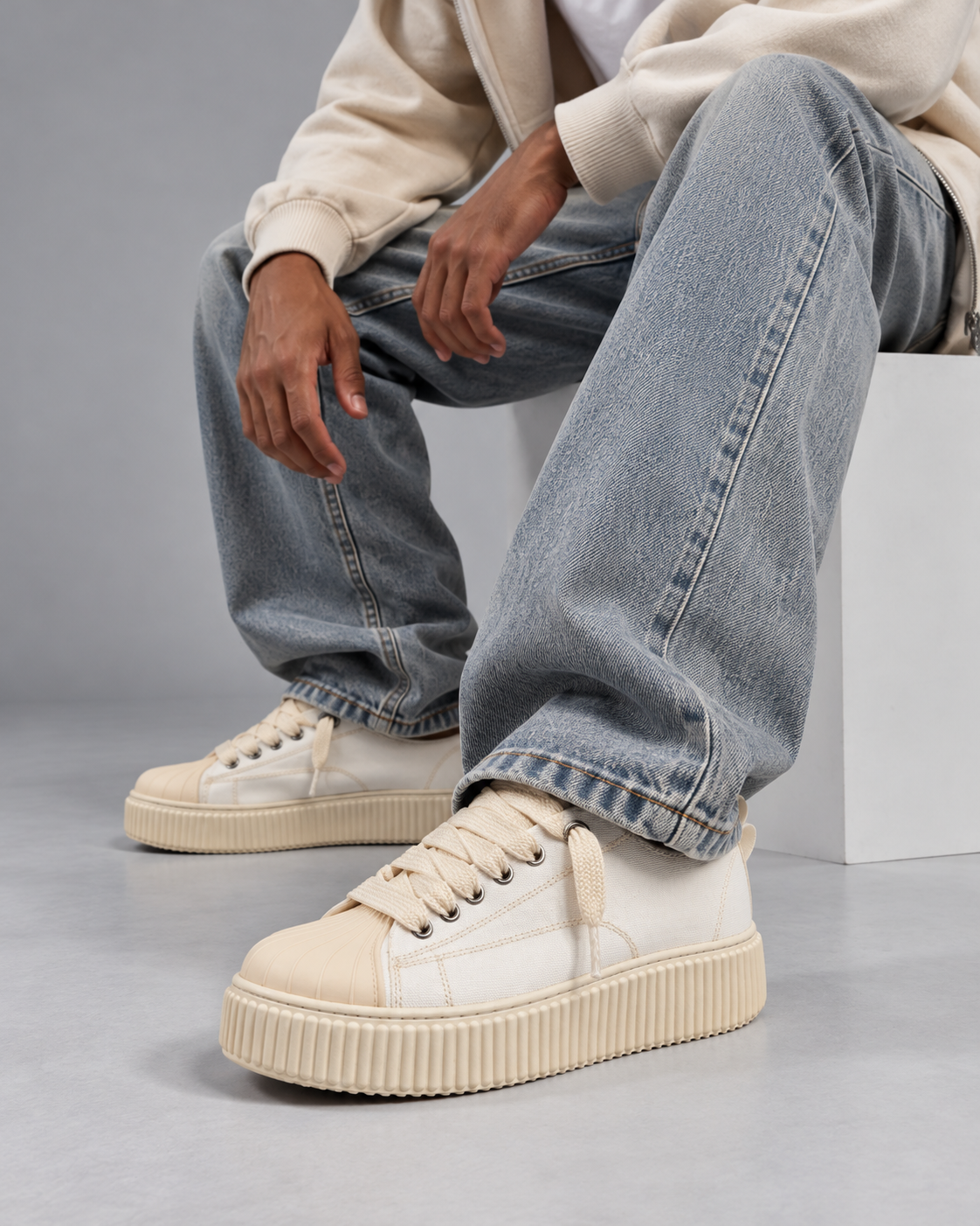 Sneaker Megan Denim Phantom Bianco