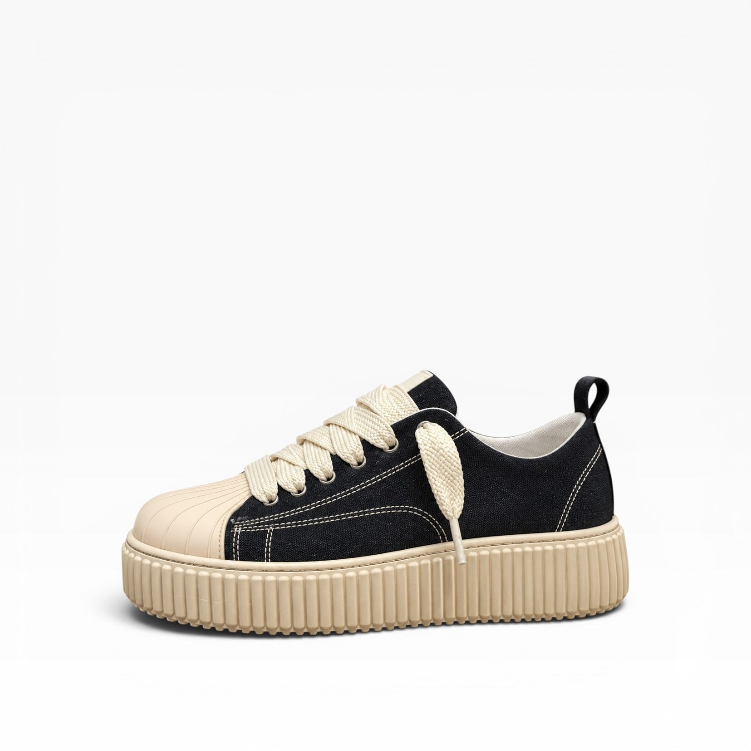 Sneaker Megan Denim Phantom Nero e Beige Immagine principale del prodotto