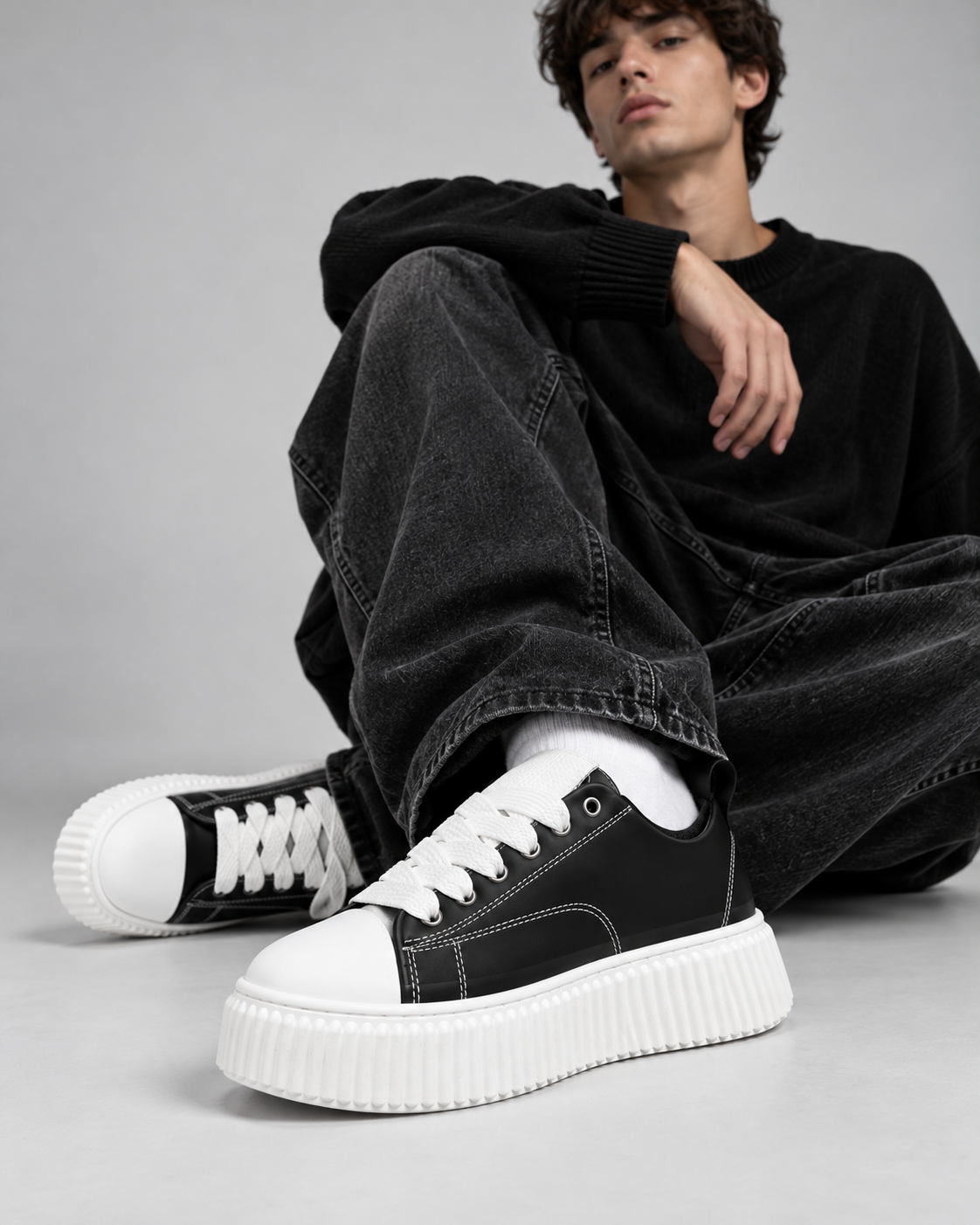Sneaker Megan Pelle Bianco e Nero