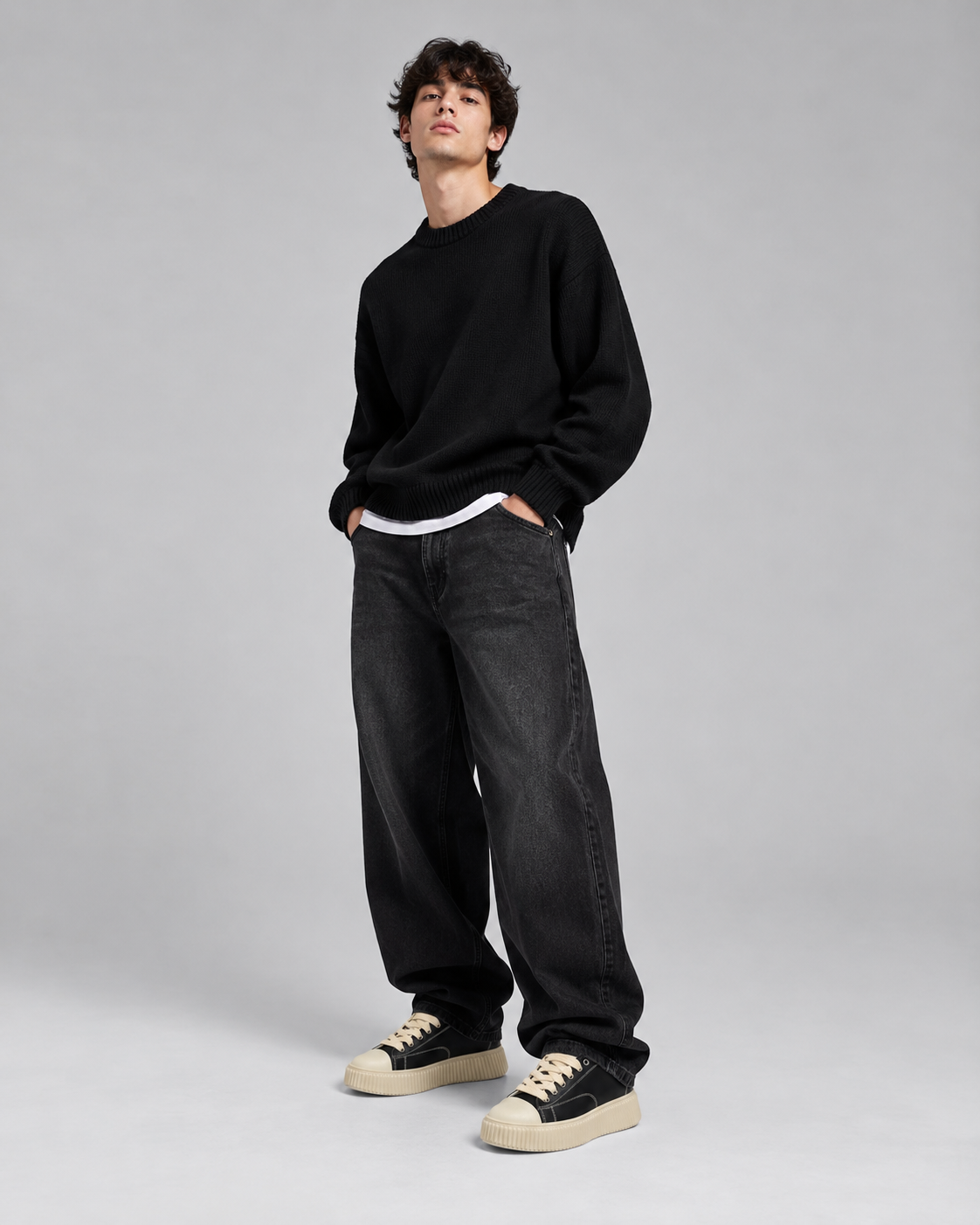 Sneaker Megan Pelle Nero e Beige