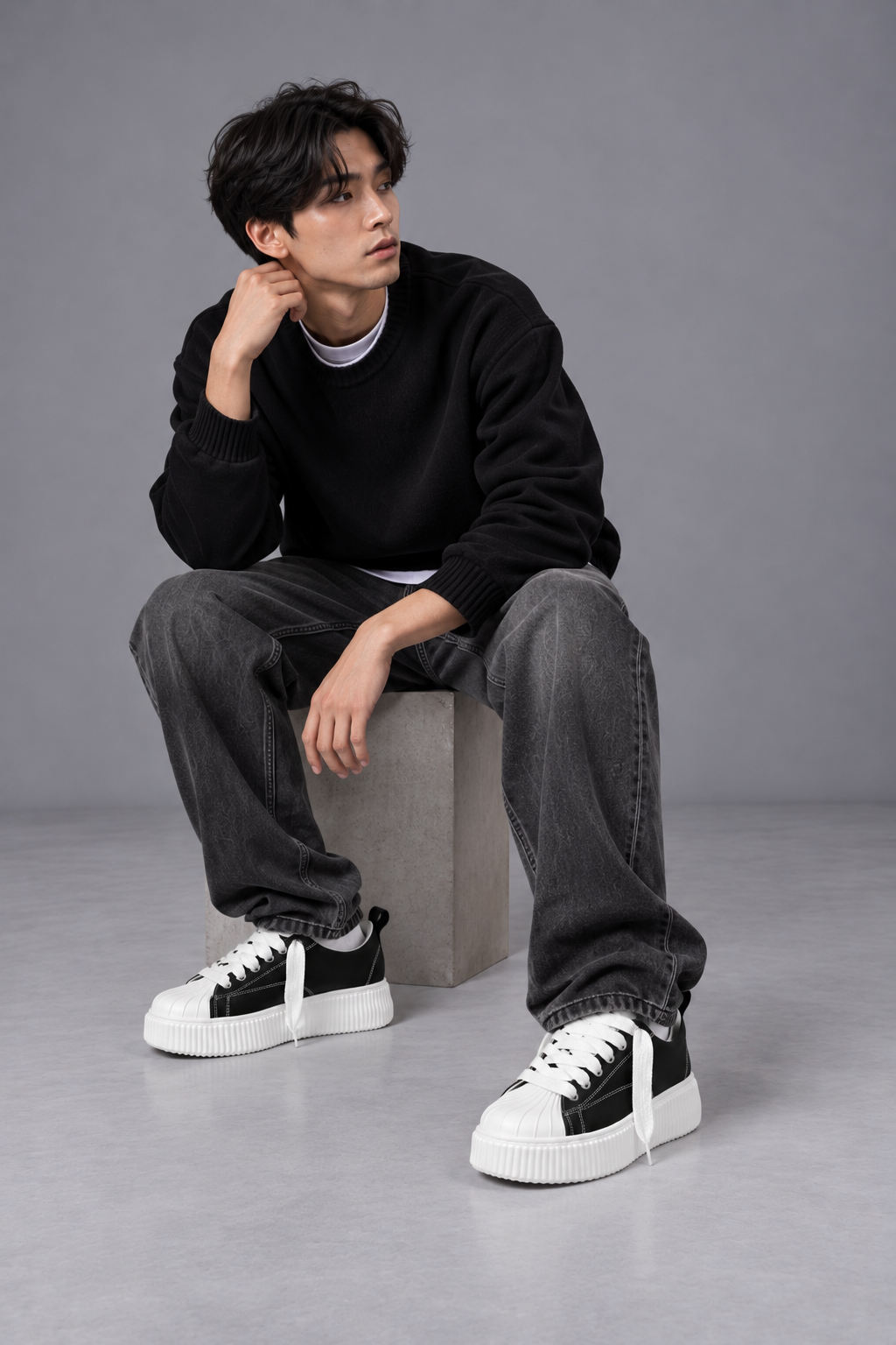 Sneaker Megan Phantom Pelle Bianco e Nero