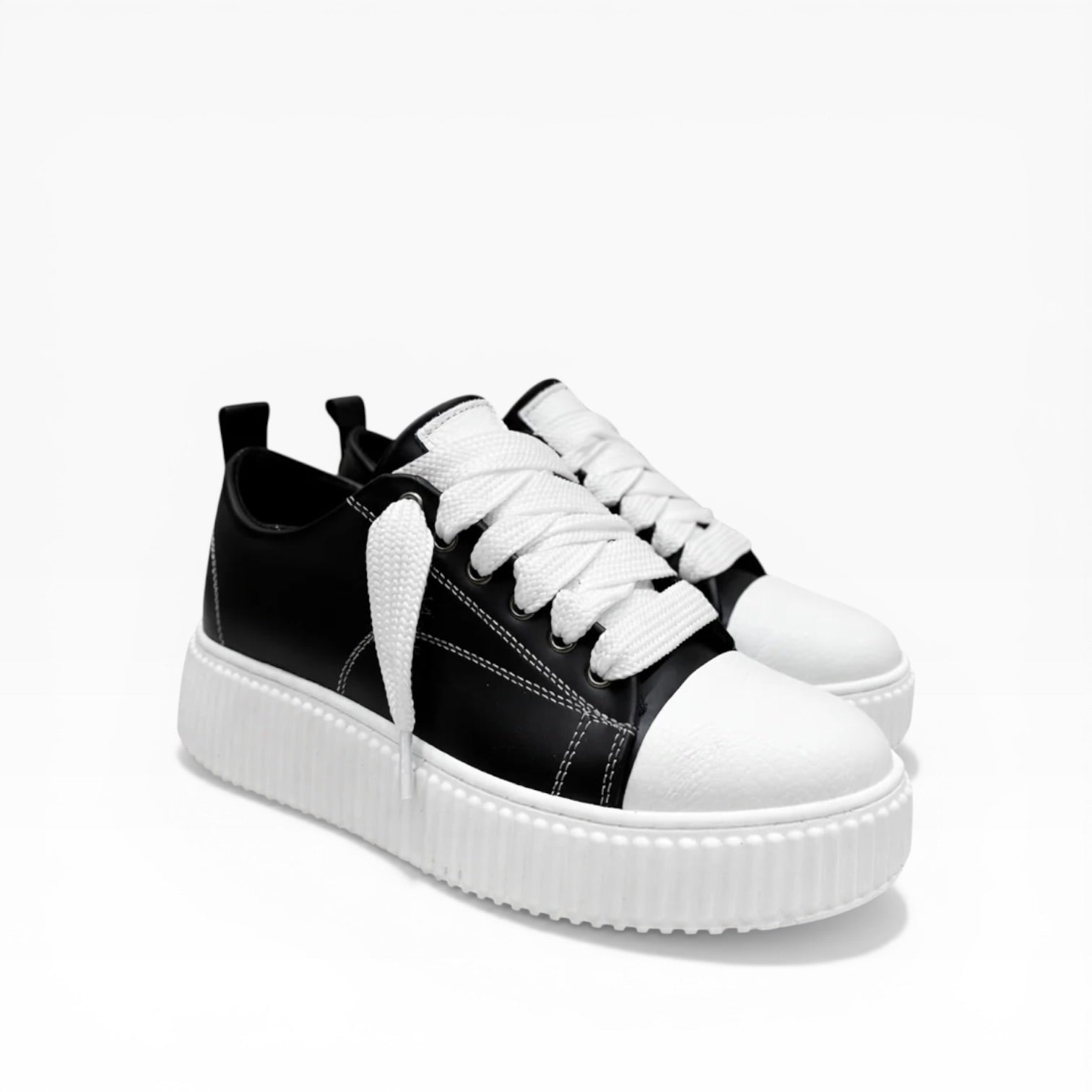 Sneaker Paciocco Megan Pelle Bianco e Nero Immagine secondaria del prodotto
