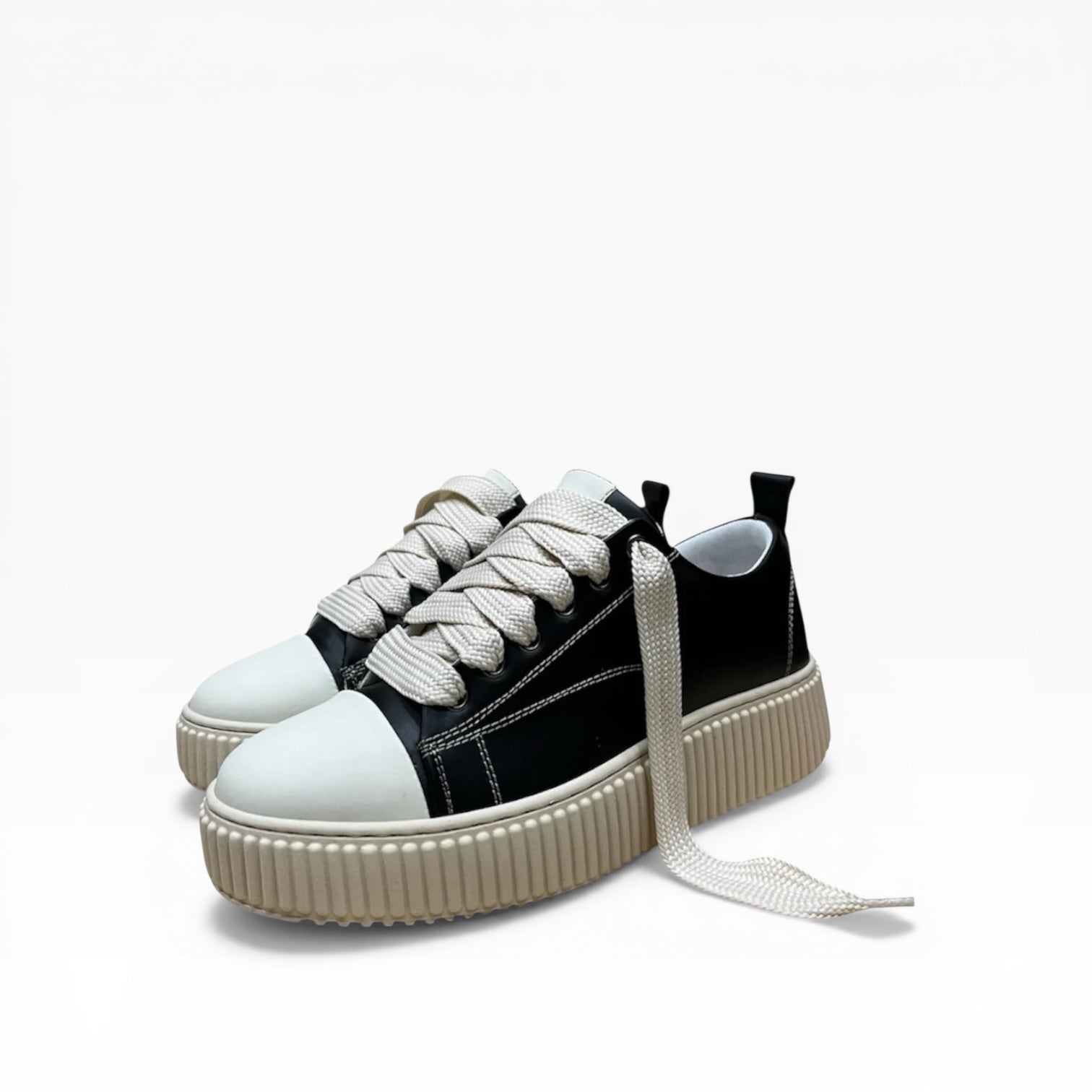 Sneaker Paciocco Megan Pelle Nero e Beige