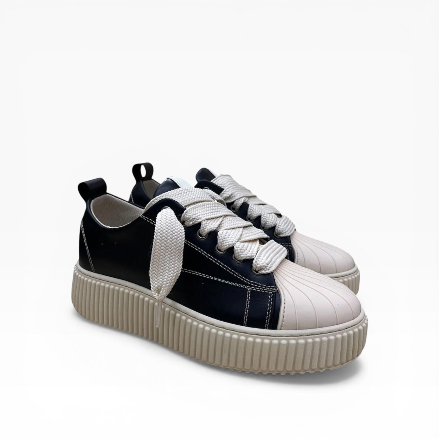 Sneakers Megan Phantom Pelle Nero e Beige Immagine secondaria del prodotto