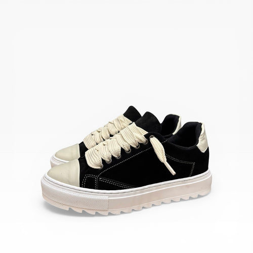 Sneakers Top Camoscio Nero e Beige