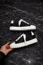 Sneakers Top Diamond in Pelle Bianco e Nero