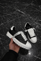 Sneakers Top Diamond in Pelle Bianco e Nero