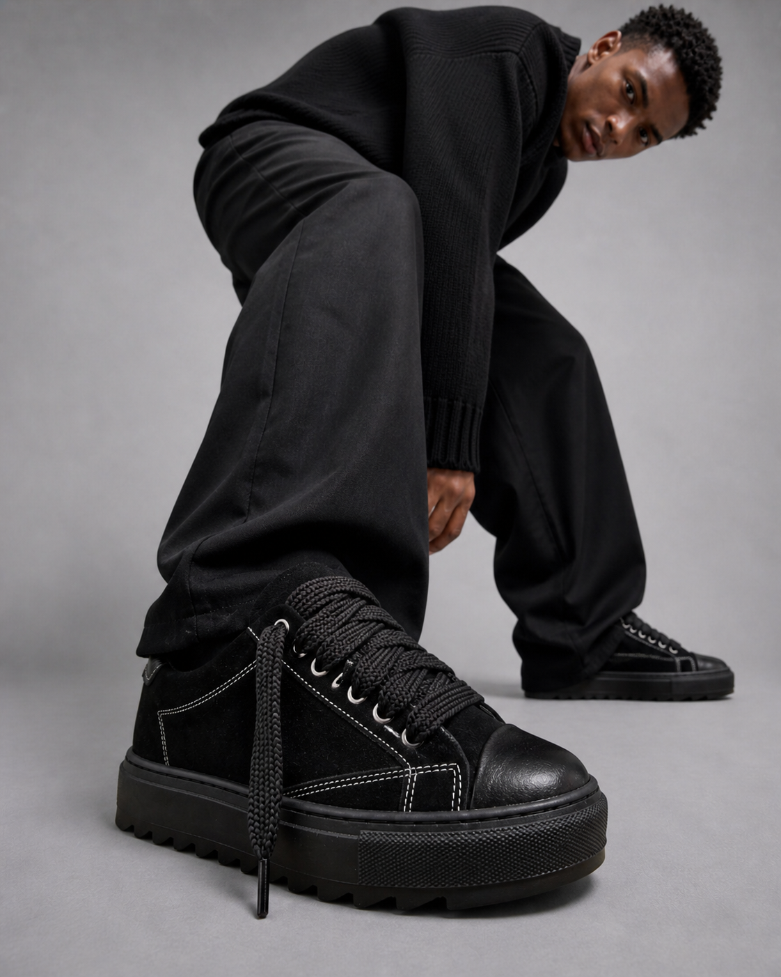 Sneakers Top Essence Black Suede