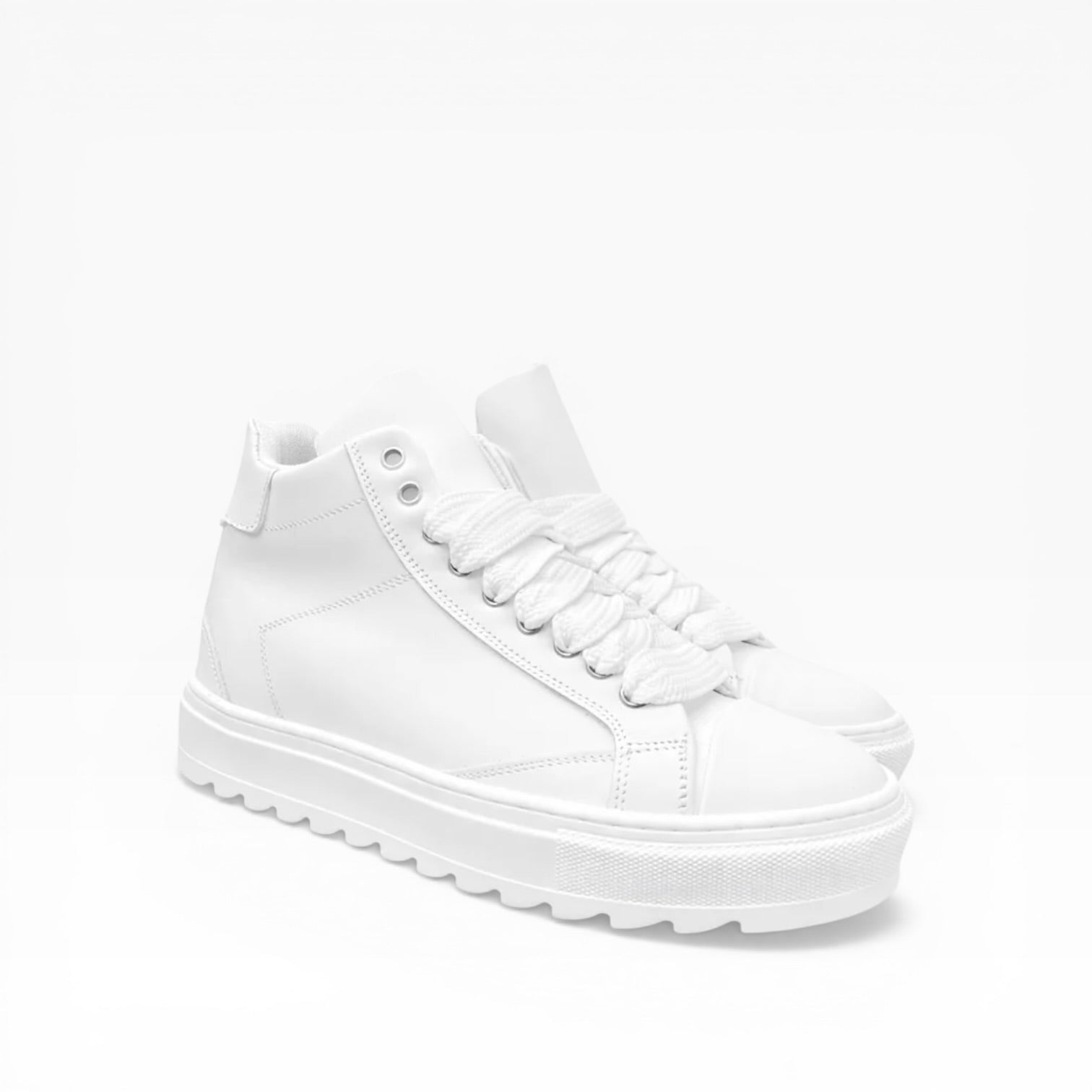 Sneakers Top MidCut in Pelle Bianco