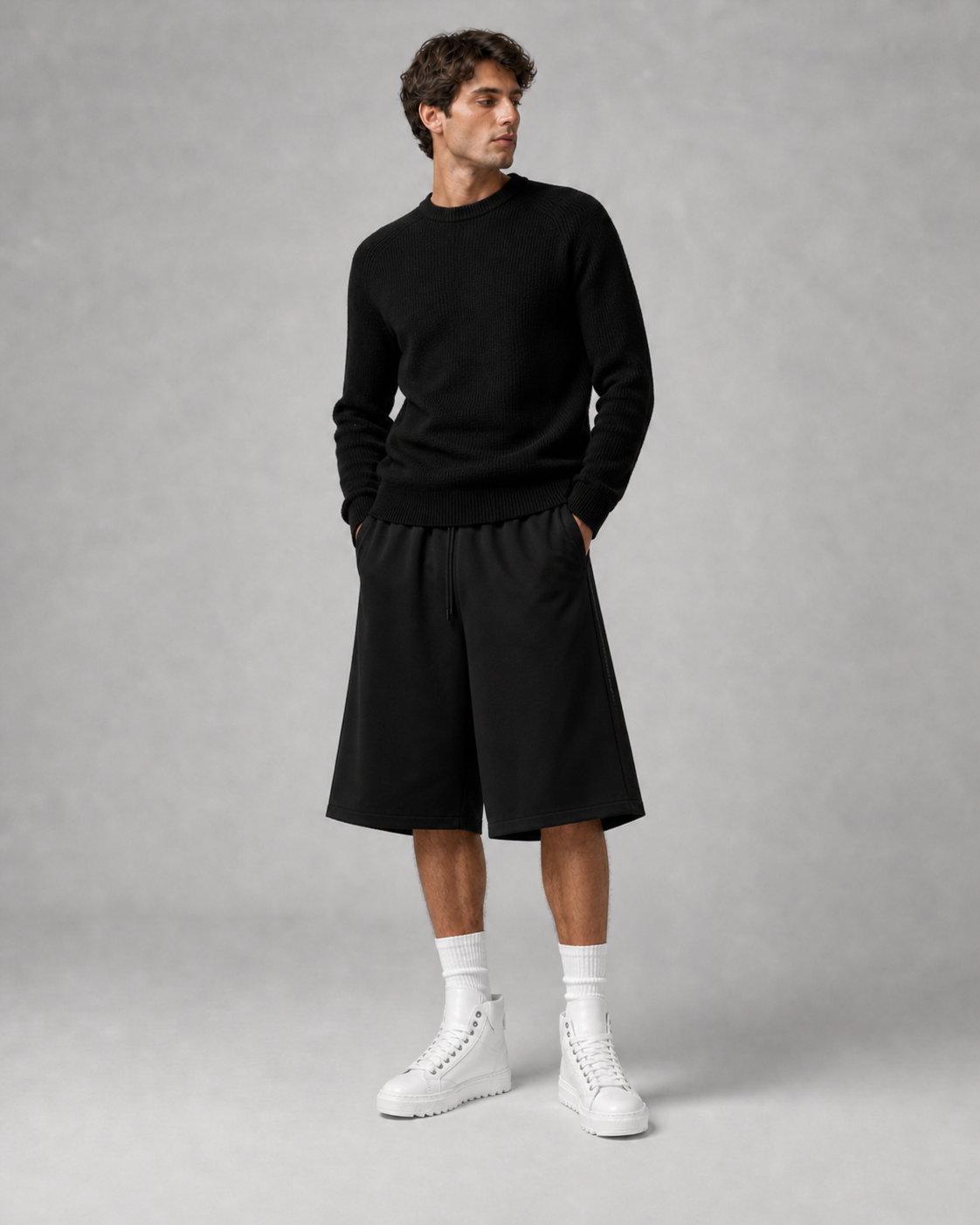 Sneakers Top MidCut in Pelle Bianco