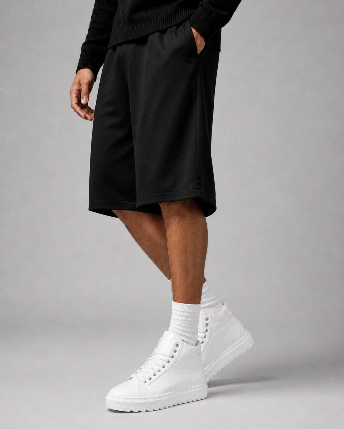 Sneakers Top MidCut in Pelle Bianco