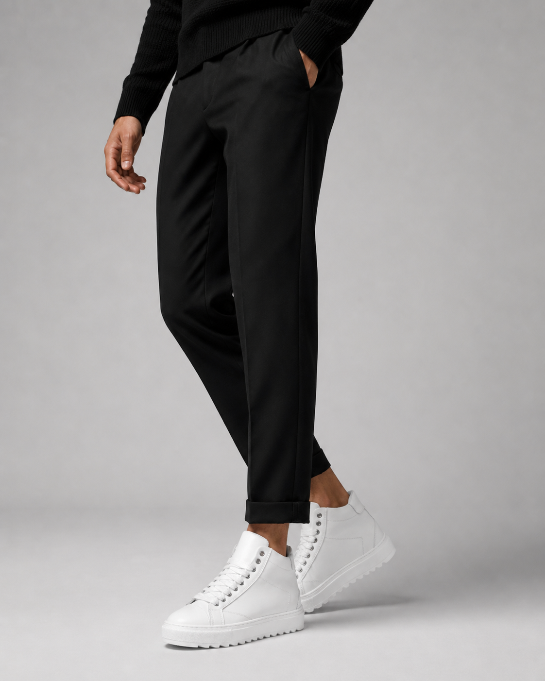 Sneakers Top MidCut in Pelle Bianco