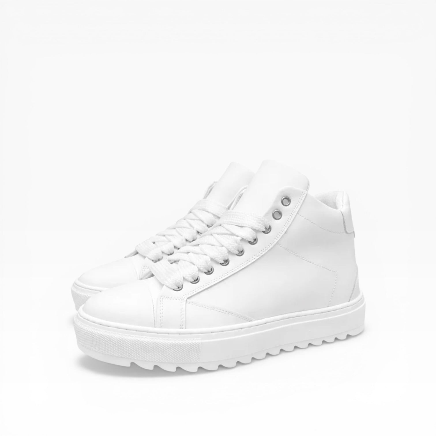 Sneakers Top MidCut in Pelle Bianco