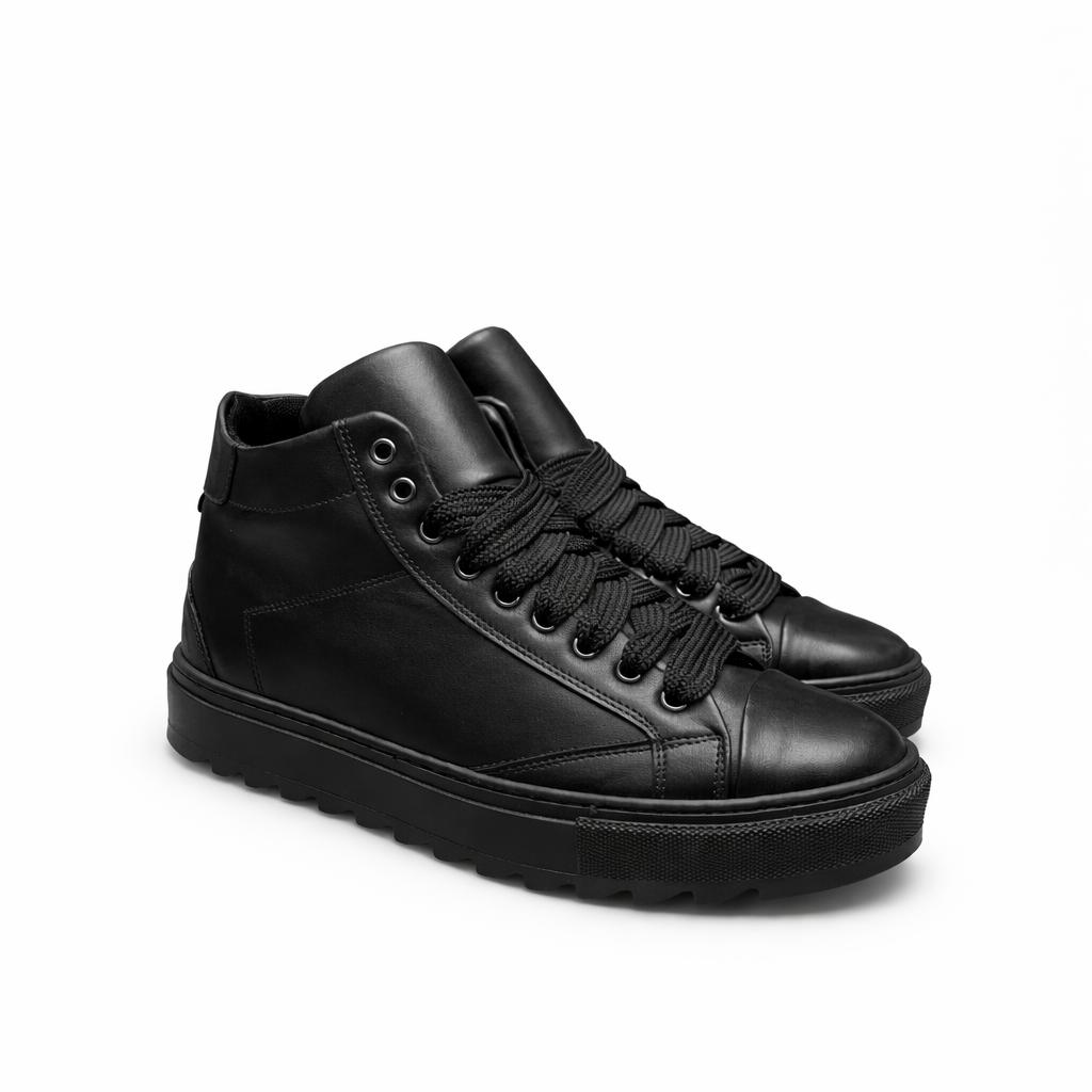 Sneakers Top MidCut in Pelle Nero Immagine secondaria del prodotto