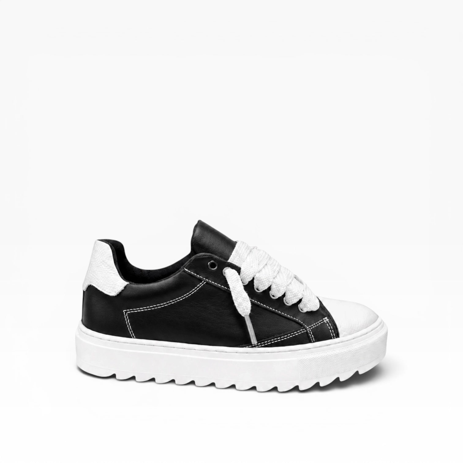 Sneakers Top Pelle Bianco e Nero