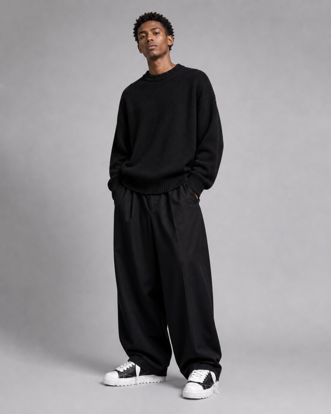 Sneakers Top Pelle Bianco e Nero