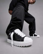 Sneakers Top Pelle Bianco e Nero