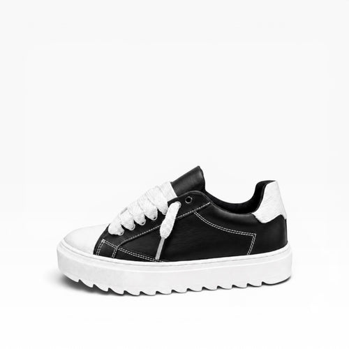 Sneakers Top Pelle Bianco e Nero