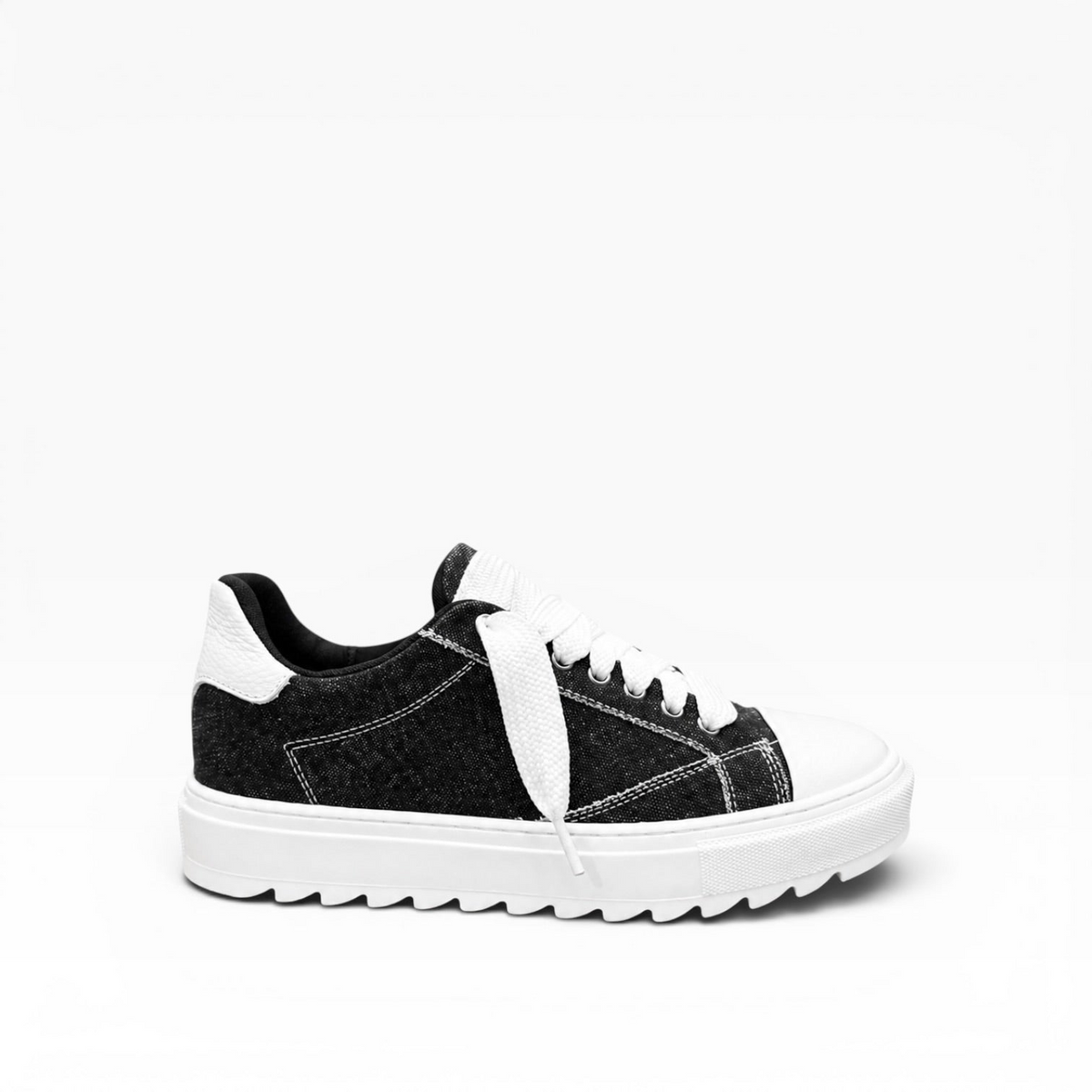 Sneakers Top in Denim Nero