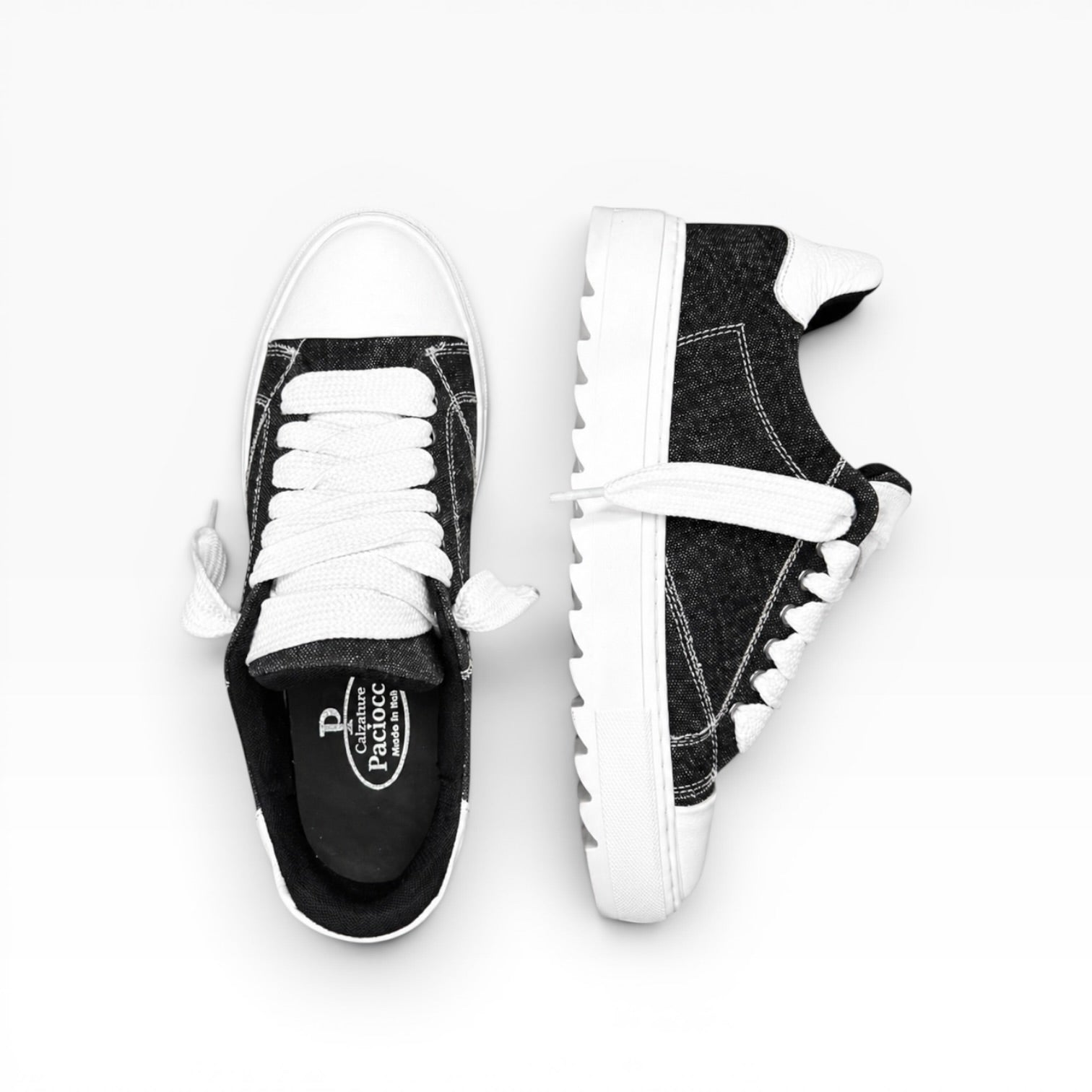 Sneakers Top in Denim Nero