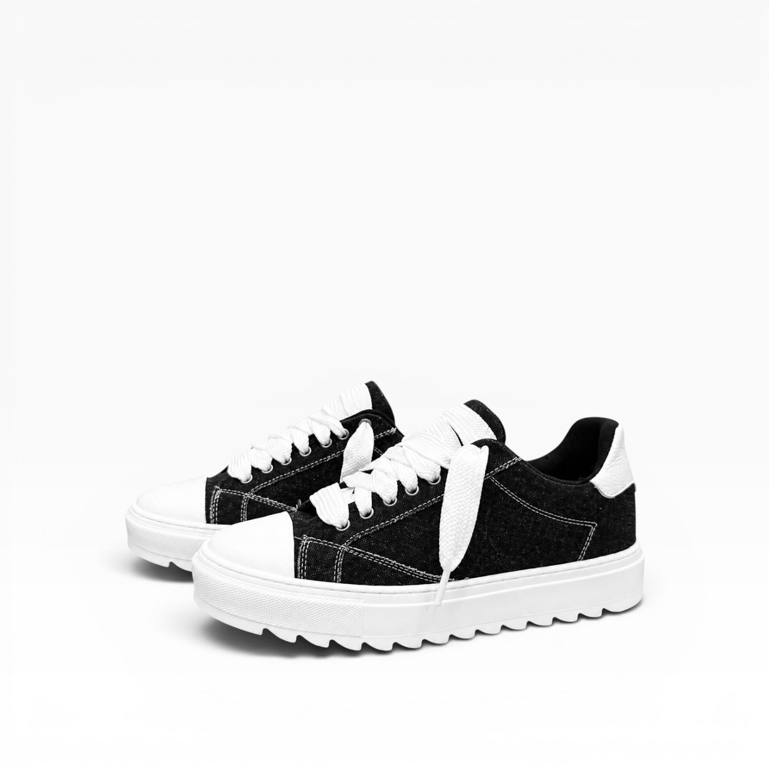 Sneakers Top in Denim Nero