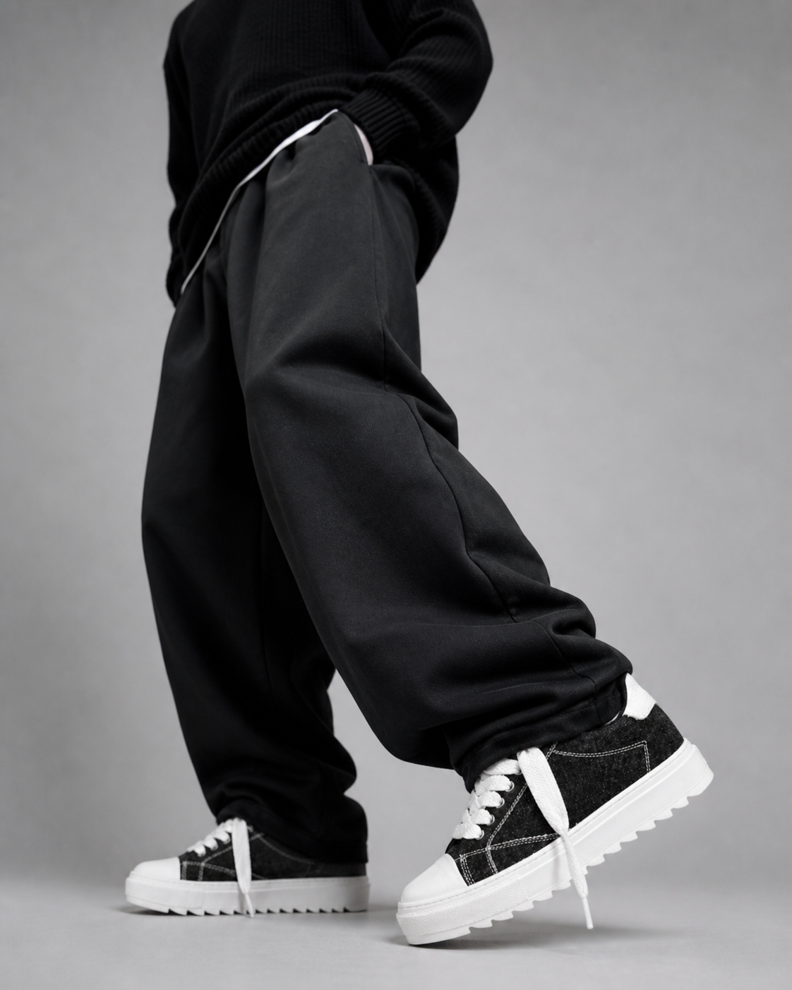 Sneakers Top in Denim Nero