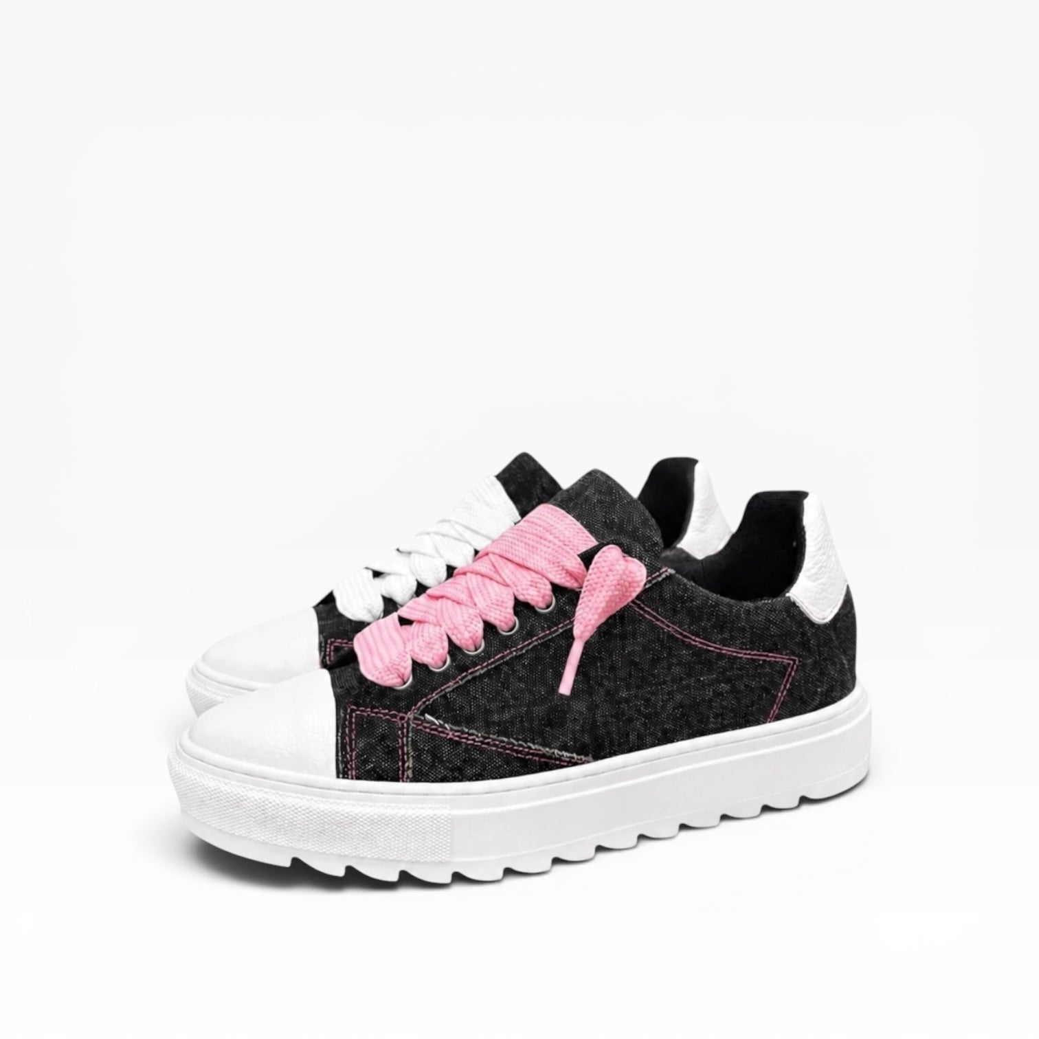 Sneakers Top in Denim Rosa
