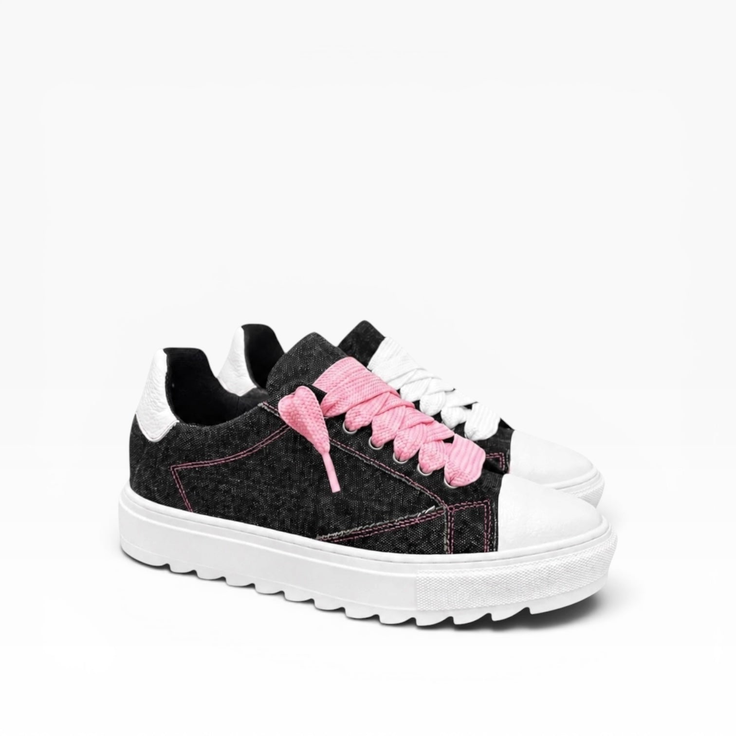 Sneakers Top in Denim Rosa