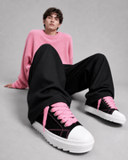 Sneakers Top in Denim Rosa