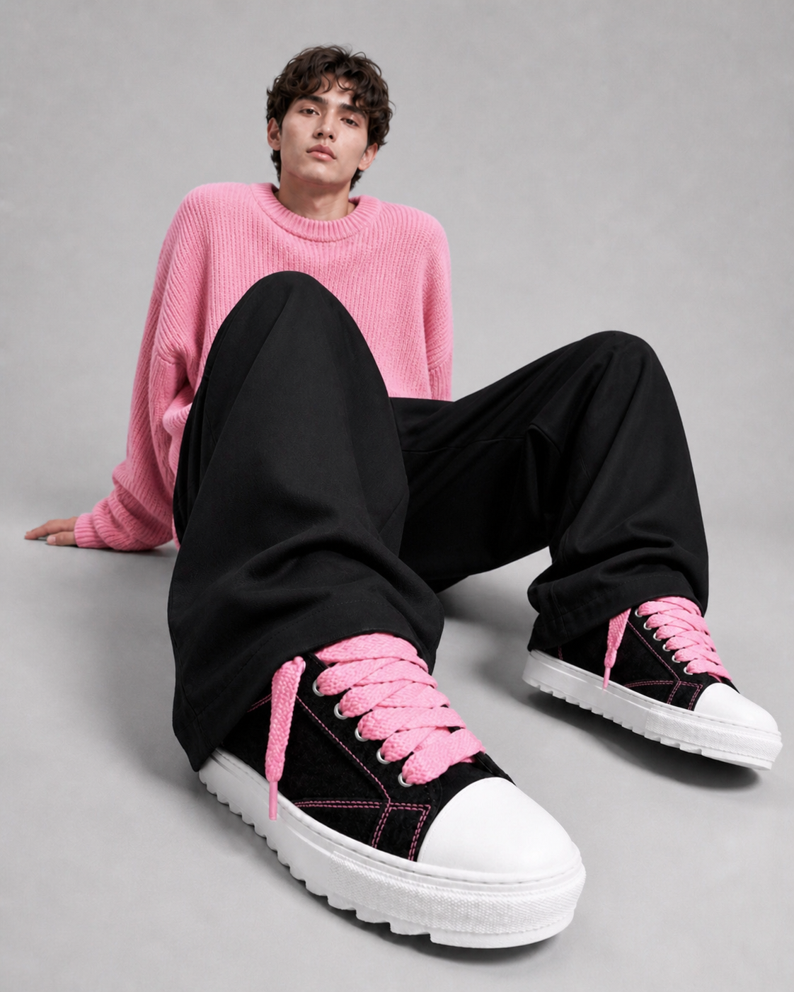 Sneakers Top in Denim Rosa
