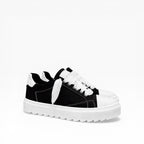 Sneakers Top in Nabuk Bianco e Nero